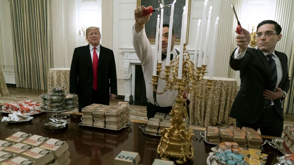 Fast Food Fan Trump Chows Down On Burgers With Clemson Football Team