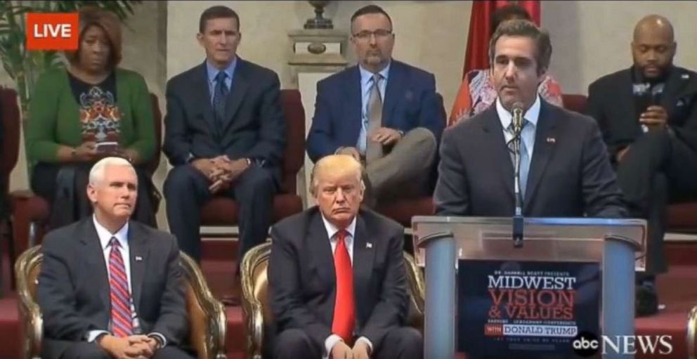 PHOTO: Michael Cohen introduces Donald Trump, Sept. 21, 2016, in Cleveland.