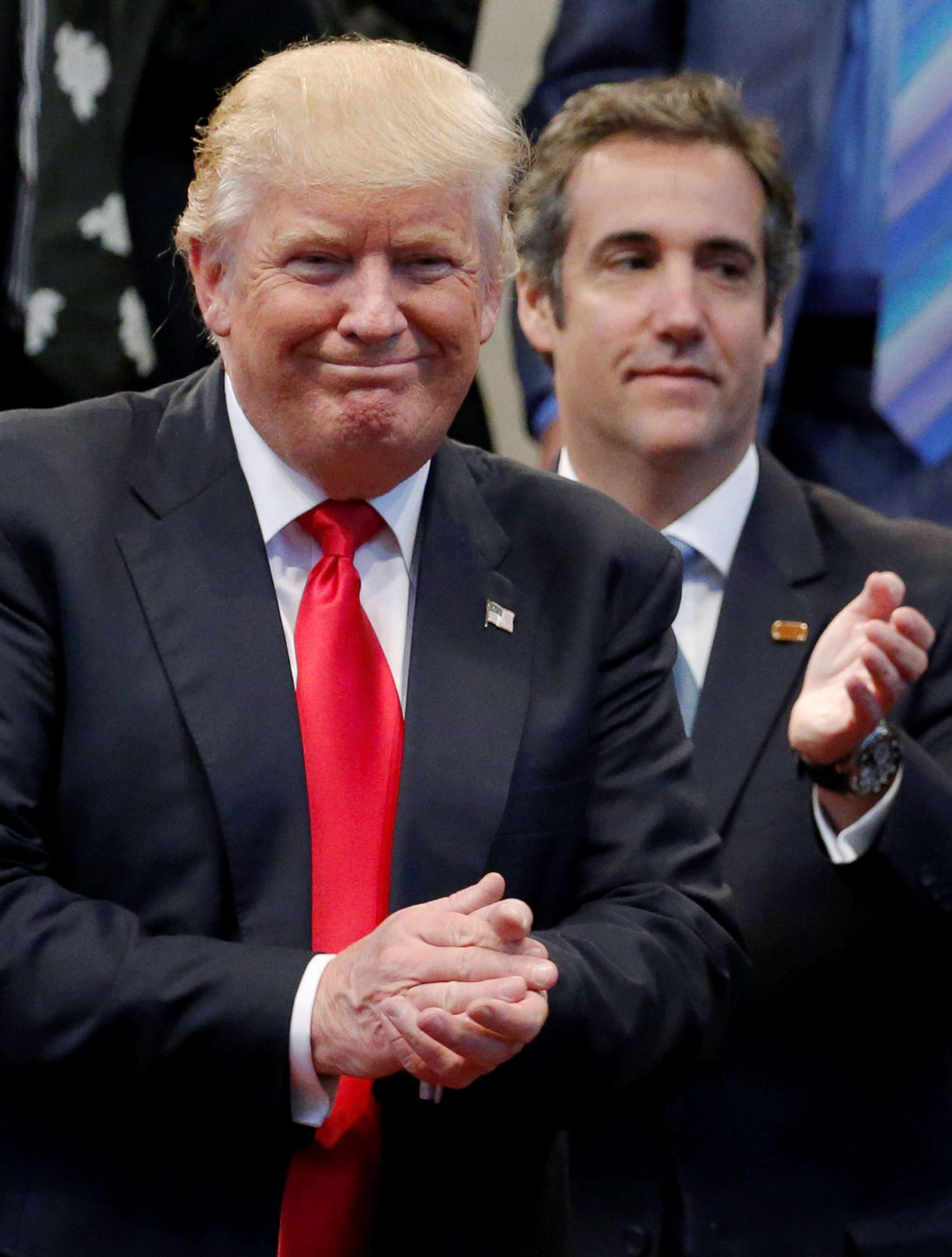 PHOTO: Then Republican presidential nominee Donald Trump appears with his personal attorney Michael Cohen during a campaign stop at the New Spirit Revival Center church in Cleveland Heights, Ohio, Sept. 21, 2016. 