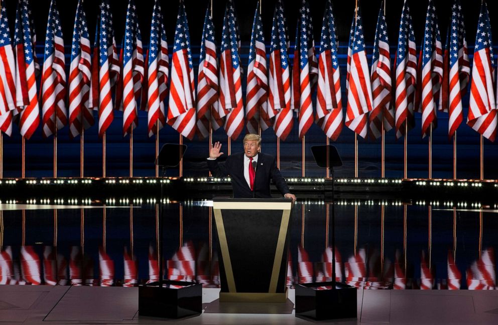 PHOTO: Donald Trump accepts the Republican nomination for President at the 2016 Republican National Convention in Cleveland, Ohio, USA on July 21, 2016.