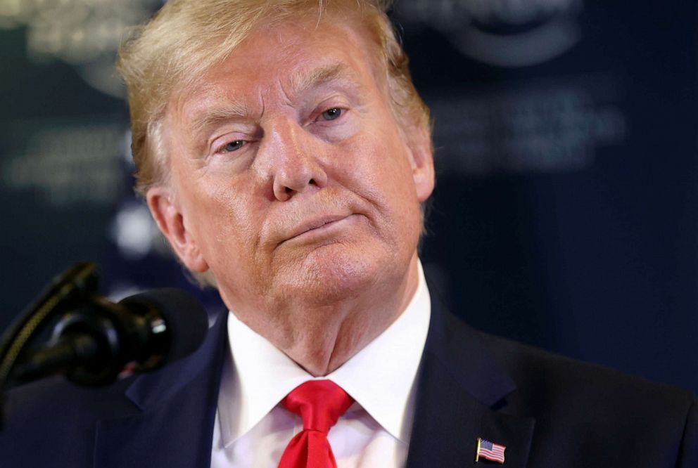 PHOTO: President Donald Trump holds a news conference at the 50th World Economic Forum (WEF) in Davos, Switzerland, Jan. 22, 2020.