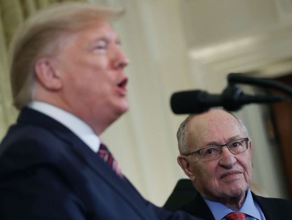 PHOTO: Professor Alan Dershowitz listens to President Donald Trump speak during a Hanukkah Reception in the East Room of the White House on Dec. 11, 2019, in Washington, D.C.