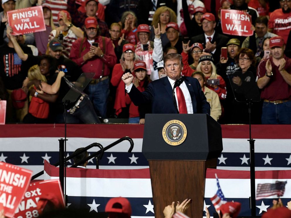 PHOTO: President Donald Trump speaks during a rally in El Paso, Texas, Feb. 11, 2019.