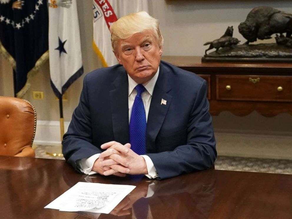 PHOTO: Donald Trump speaks to the media during a meeting with congressional leadership in the Roosevelt Room at the White House, Nov. 28, 2017. Trump spoke on the recent intercontinental ballistic missile launch by North Korea.