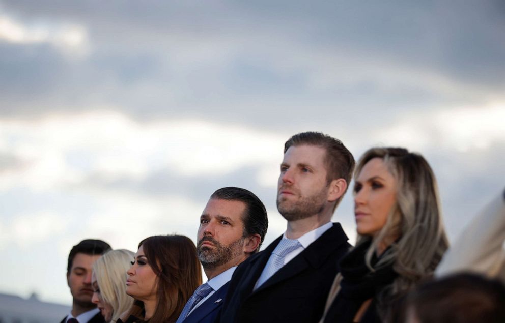 PHOTO: Donald Trump Jr. attends the departure ceremony of President Donald Trump at the Joint Base Andrews, Md., Jan. 20, 2021.