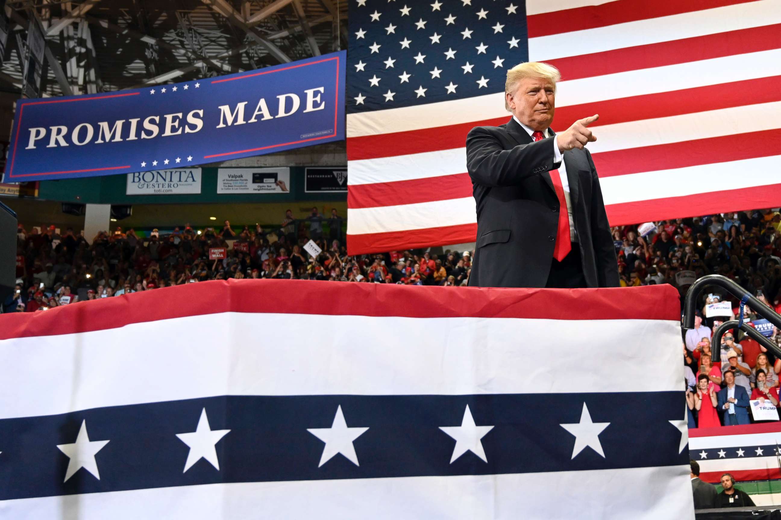 PHOTO: President Donald Trump speaks during a rally in Estero, Fla., Oct. 31, 2018.