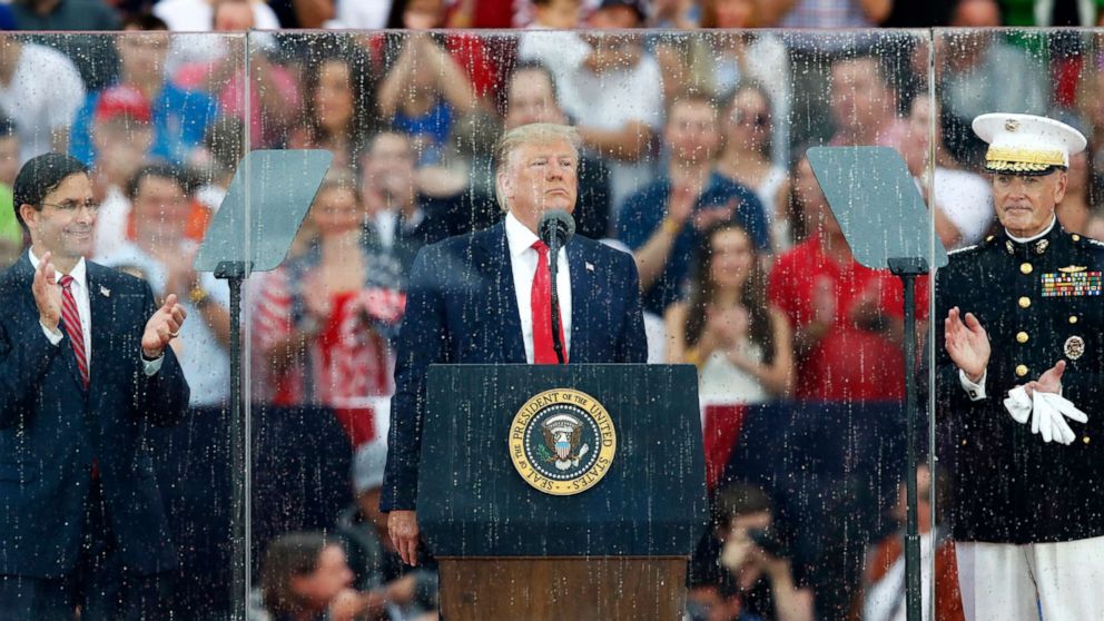 VIDEO: Trump's 'Salute to America' goes on despite heat and rain storms