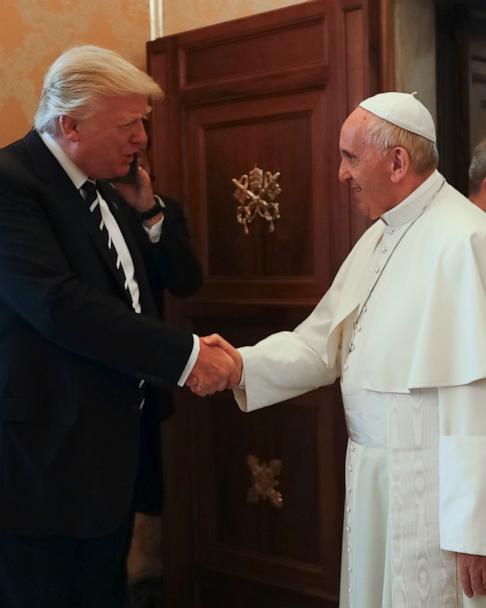 Pope Francis meets with President Donald Trump on the occasion of their private audience at the Vatican, May 24, 2017. 