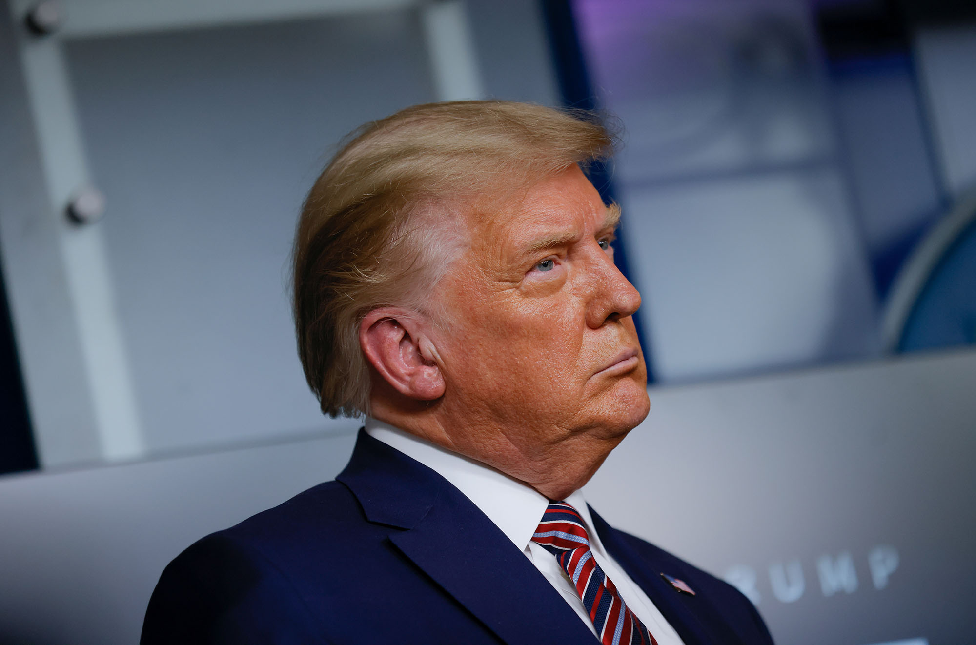 PHOTO:President Donald Trump listens to administration officials after speaking about prescription drug prices during an appearance in the Brady Press Briefing Room at the White House in Washington, Nov. 20, 2020.