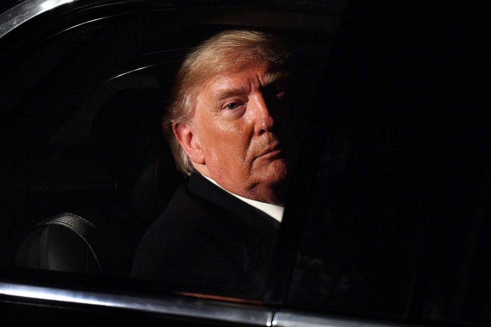PHOTO: President Donald Trump leaves number 10 Downing Street after a reception on Dec. 3, 2019 in London.