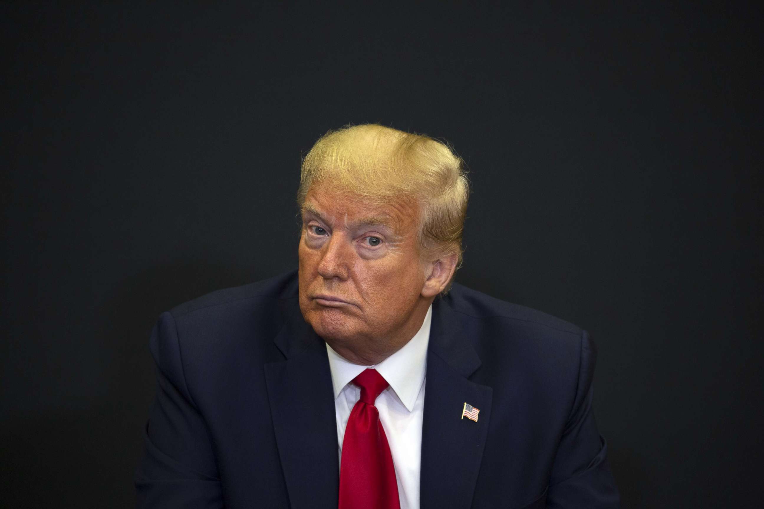 PHOTO: President Donald Trump participates in a press conference at the Kennedy Space Center on May 27, 2020 in Cape Canaveral, Fla.