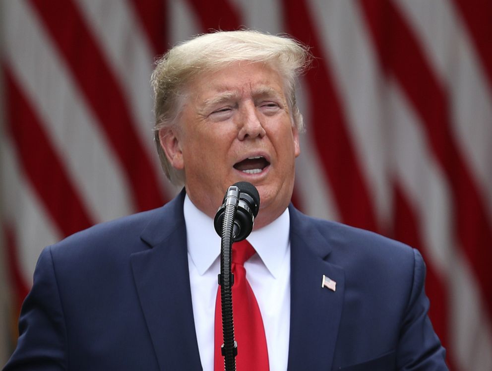 PHOTO: President Donald Trump speaks about U.S. relations with China, at the White House May 29, 2020 in Washington. 