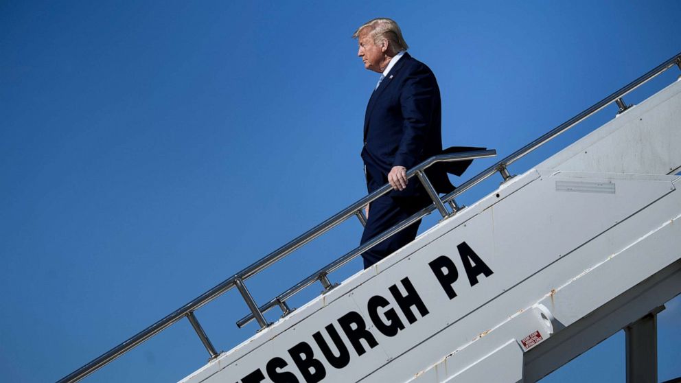 PHOTO:President Donald Trump arrives at Pittsburgh International Airport, Oct. 23, 2019, in Pittsburgh.