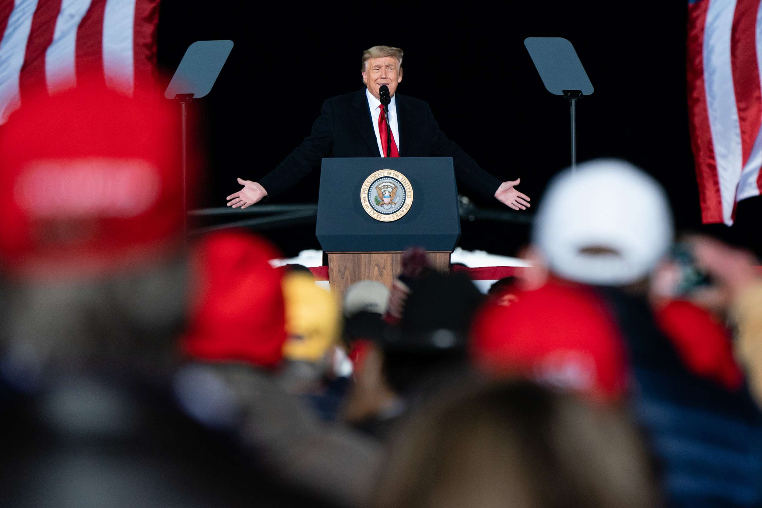 PHOTO: President Donald Trump speaks during a campaign rally for Senators Kelly Loeffler and David Perdue in Dalton, Ga., Jan. 4, 2021.