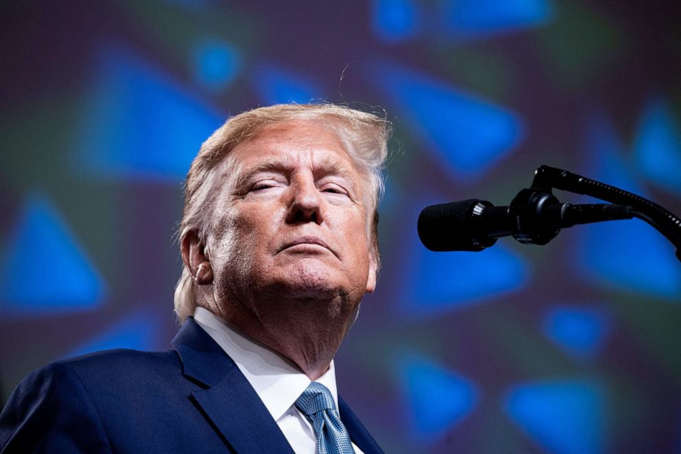 PHOTO: President Donald Trump speaks during the 9th Shale Insight Conference at the David L. Lawrence Convention Center on October 23, 2019, in Pittsburgh, Penn.