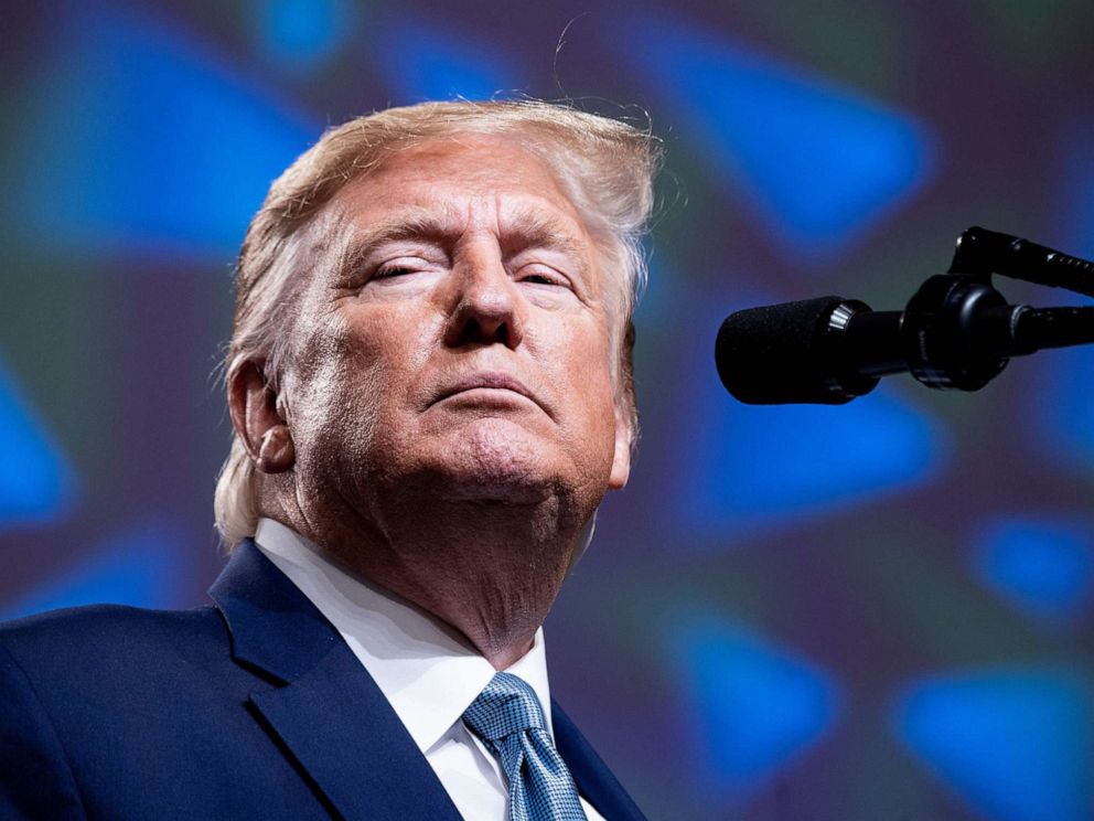 PHOTO: President Donald Trump speaks during the 9th Shale Insight Conference at the David L. Lawrence Convention Center on Oct. 23, 2019, in Pittsburgh, Penn.