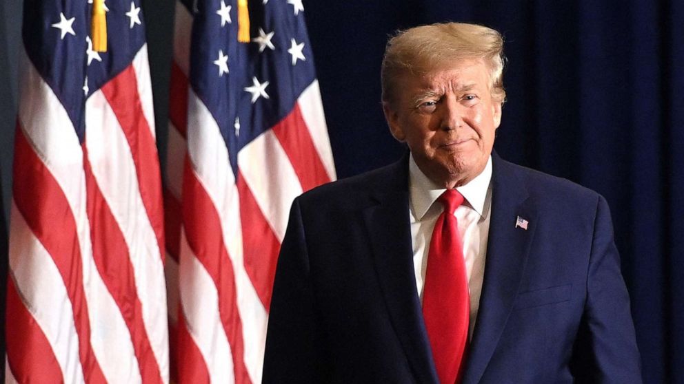 PHOTO: Former President Donald Trump arrives to speak at the America First Policy Institute Agenda Summit in Washington, D.C., on July 26, 2022.