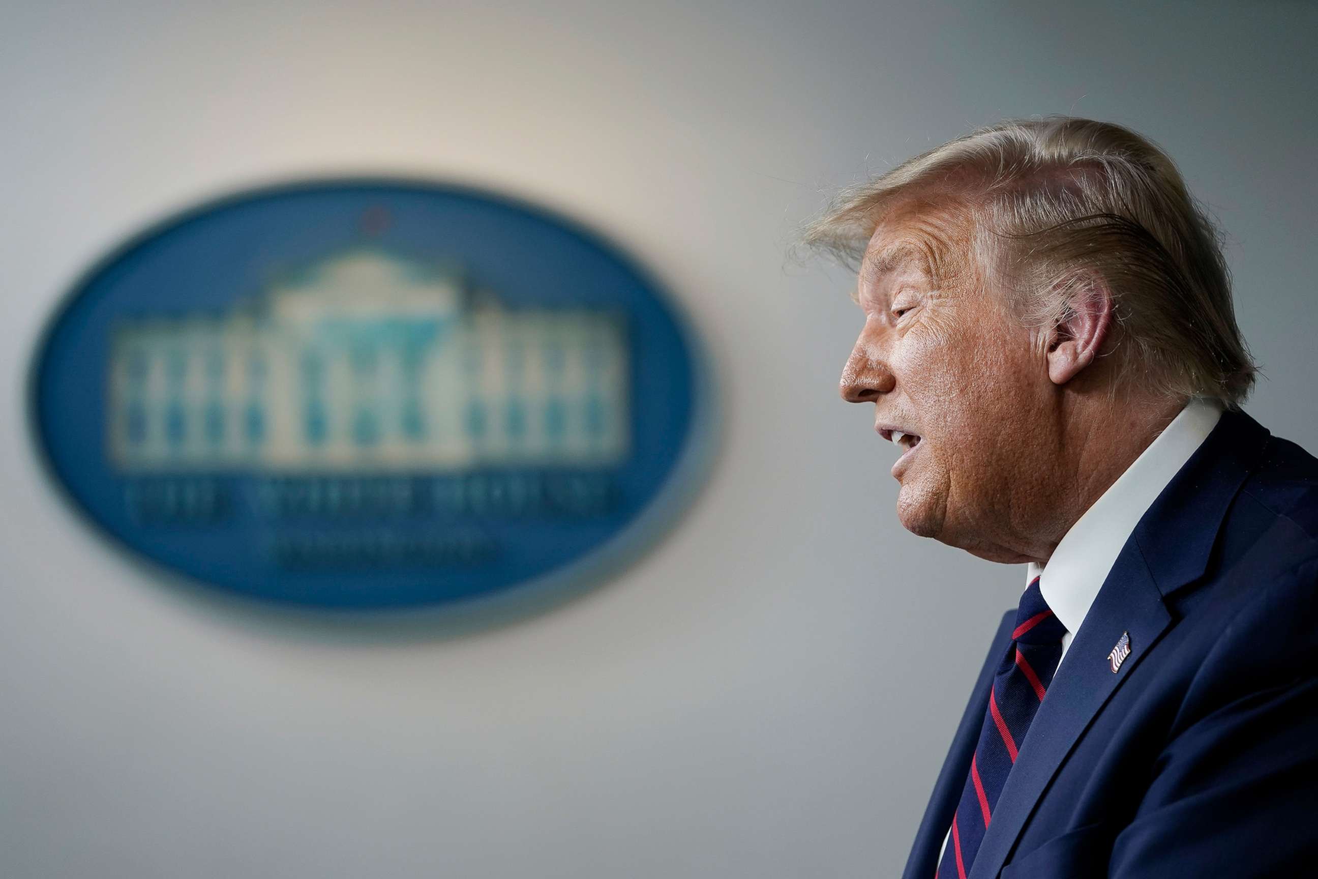 PHOTO: President Donald Trump speaks during a news conference in the James Brady Press Briefing Room of the White House on Aug. 4, 2020 in Washington, D.C.