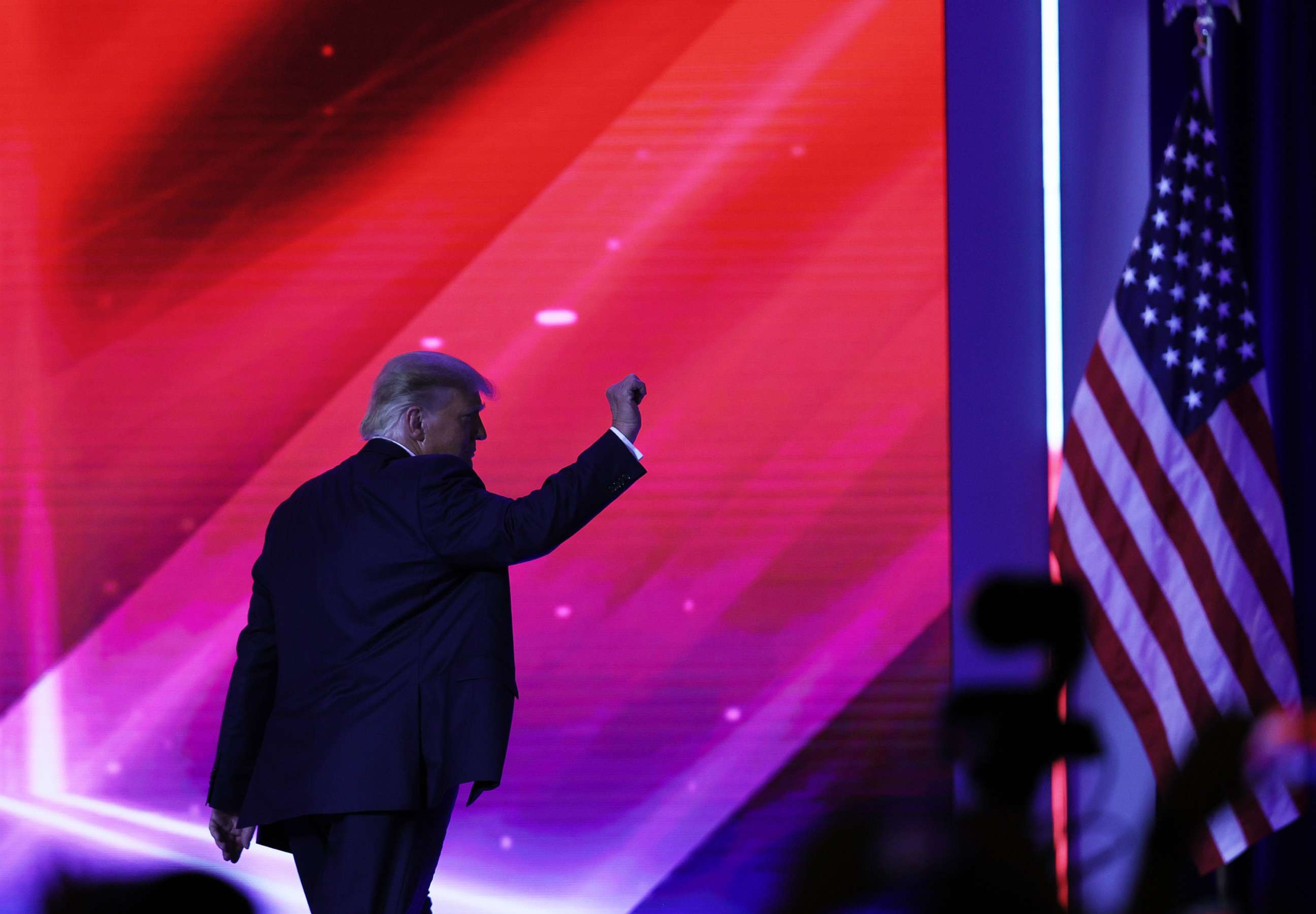 PHOTO: Former President Donald Trump walks off stage after an address to the Conservative Political Action Conference (CPAC) on Feb. 28, 2021, in Orlando, Fla.