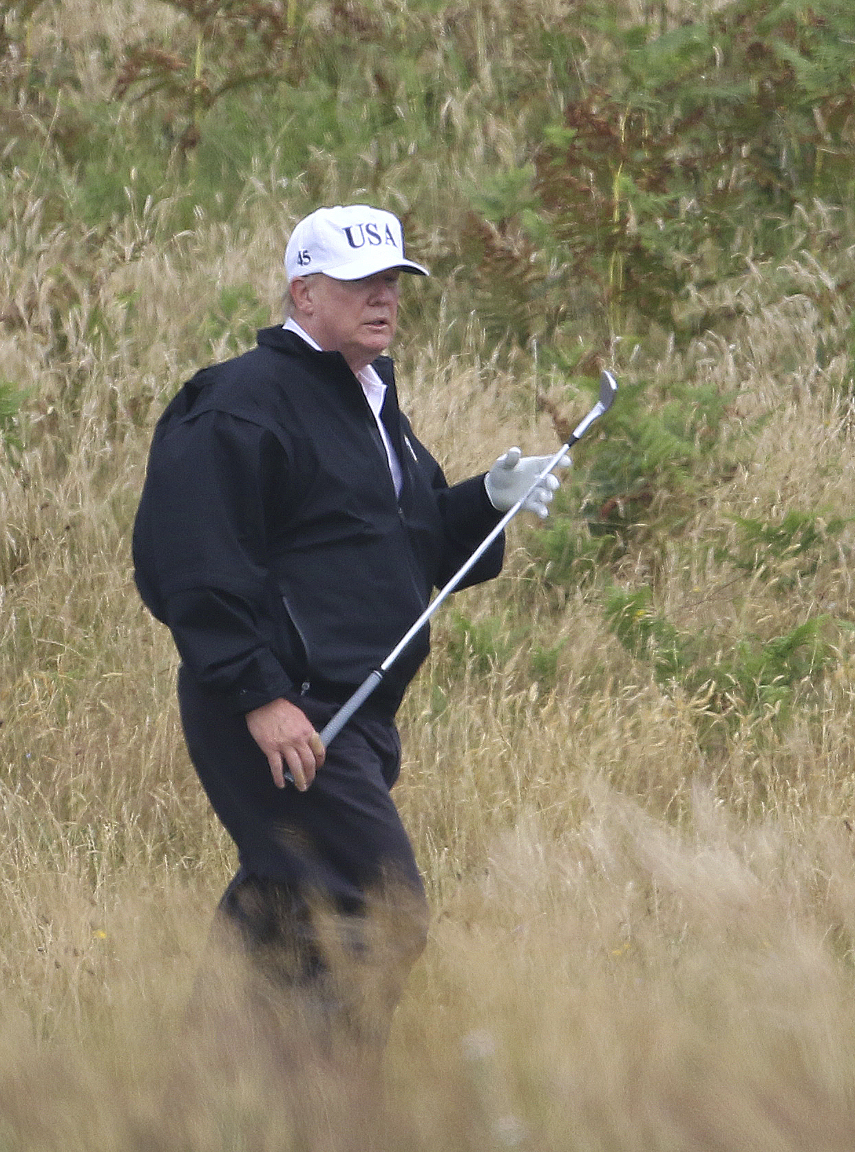 PHOTO: President Donald Trump plays golf at Turnberry golf club, Scotland, , July 14, 2018.