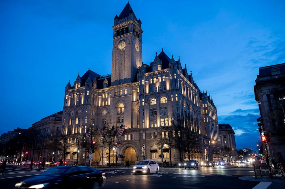 PHOTO: In this Jan. 23, 2019, file photo, the Trump International Hotel near sunset in Washington, D.C.