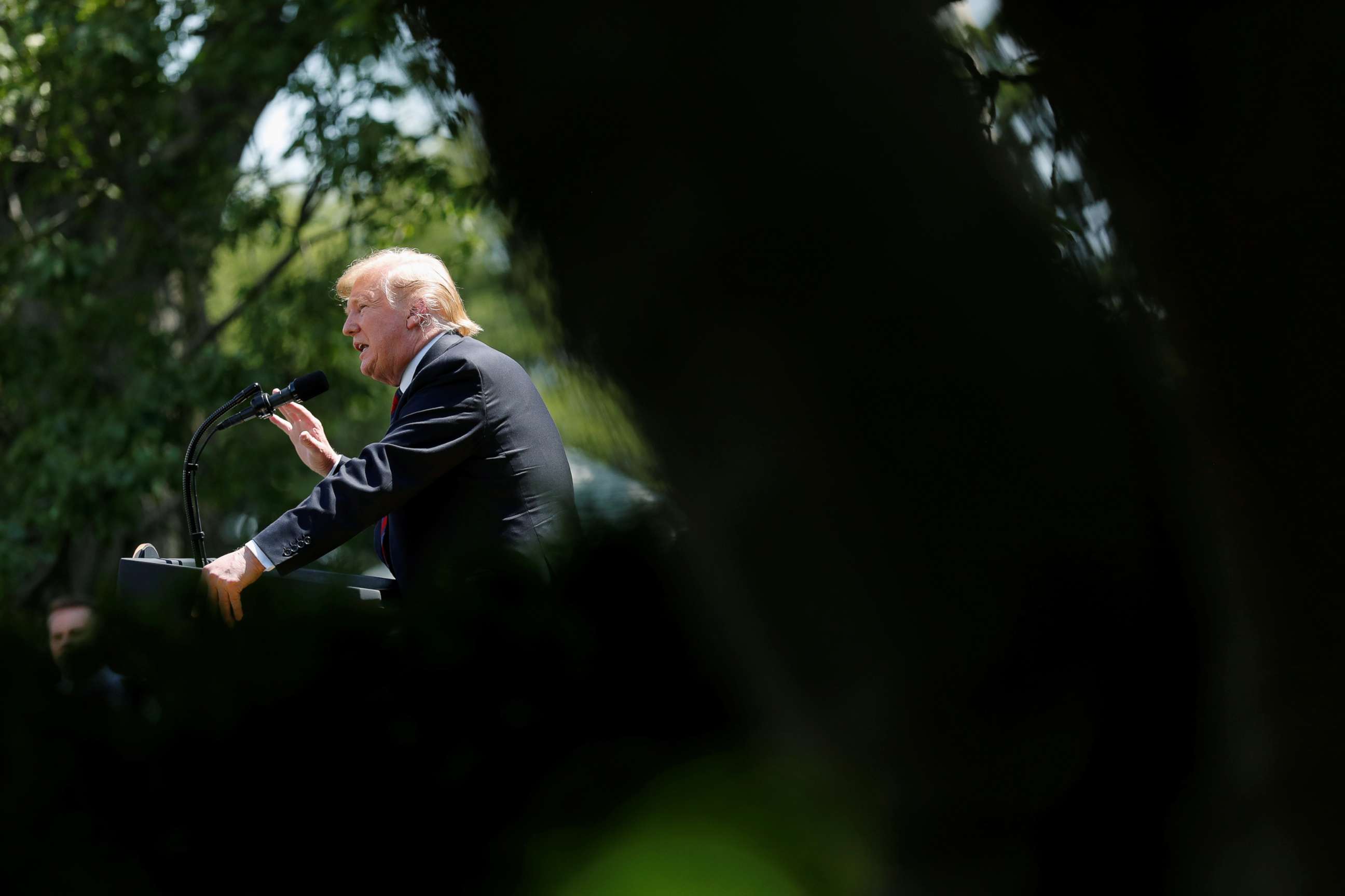 PHOTO: President Donald Trump delivers remarks on immigration reform in the Rose Garden of the White House, May 16, 2019.