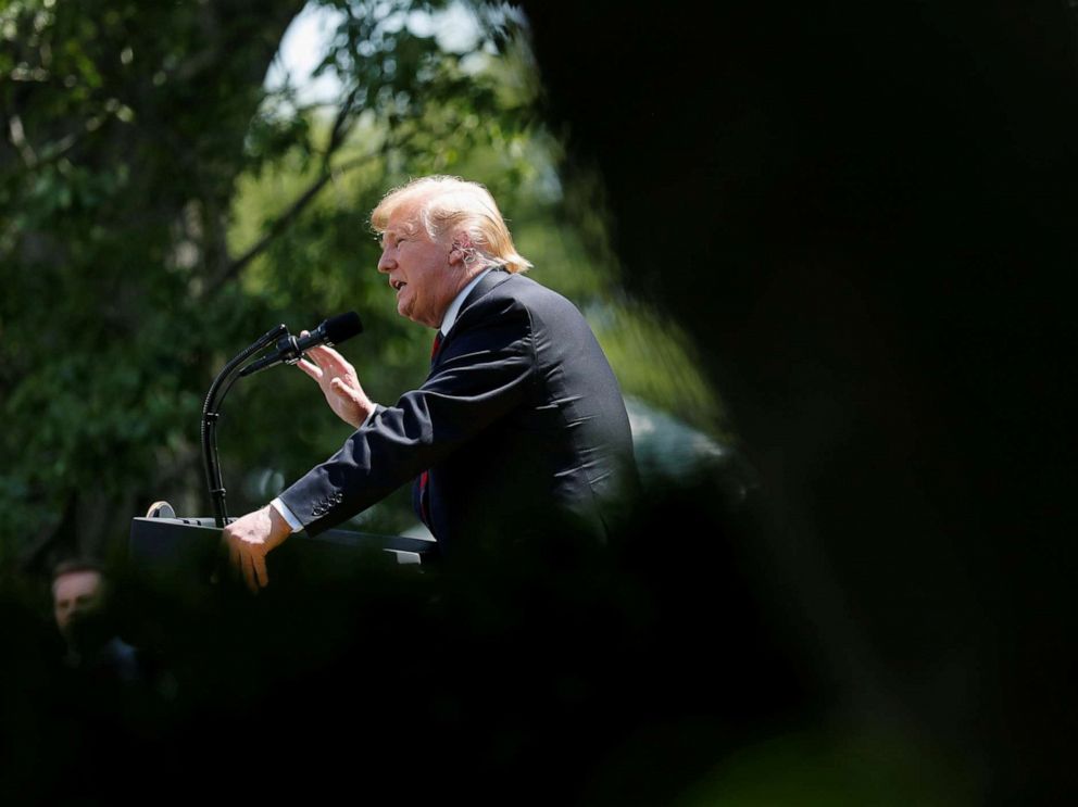 PHOTO: President Donald Trump delivers remarks on immigration reform in the Rose Garden of the White House, May 16, 2019.