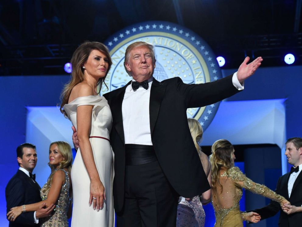   PHOTO: President Donald Trump and First Lady Melania Trump dance at the Liberty Ball on January 20, 2017 in Washington. 