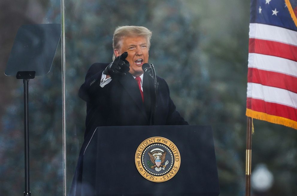 PHOTO: President Donald Trump speaks at the "Save America March" rally in Washington D.C., on Jan. 06, 2021.