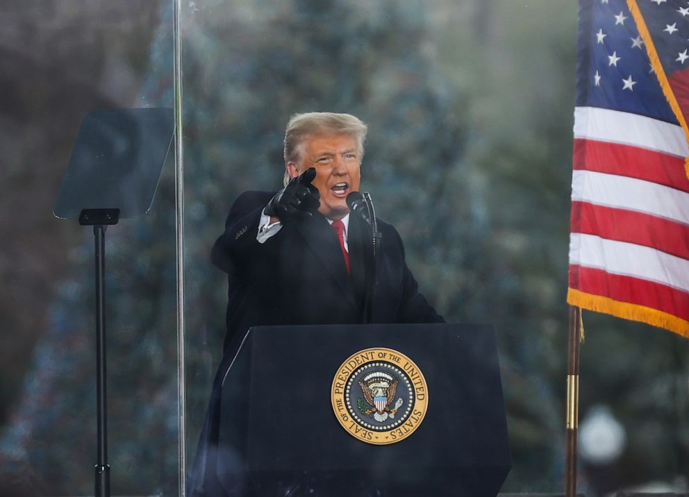 PHOTO: President Donald Trump speaks at "Save America March" rally in Washington D.C. on January 06, 2021.