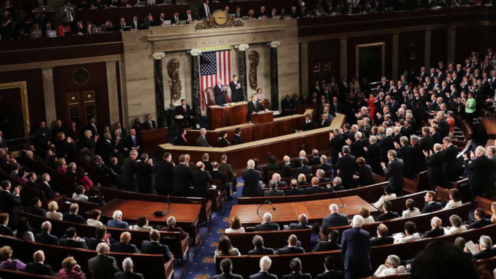 President Donald Trump addresses a joint session of Congress on Feb. 28, 2017 in the U.S. Capitol in Washington.