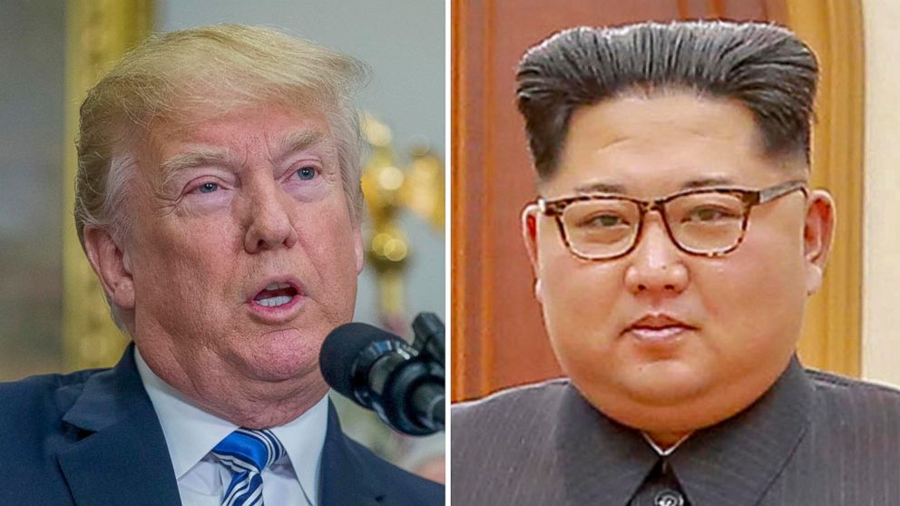 President Donald Trump, left and North Korean leader Kim Jong-Un, right. 