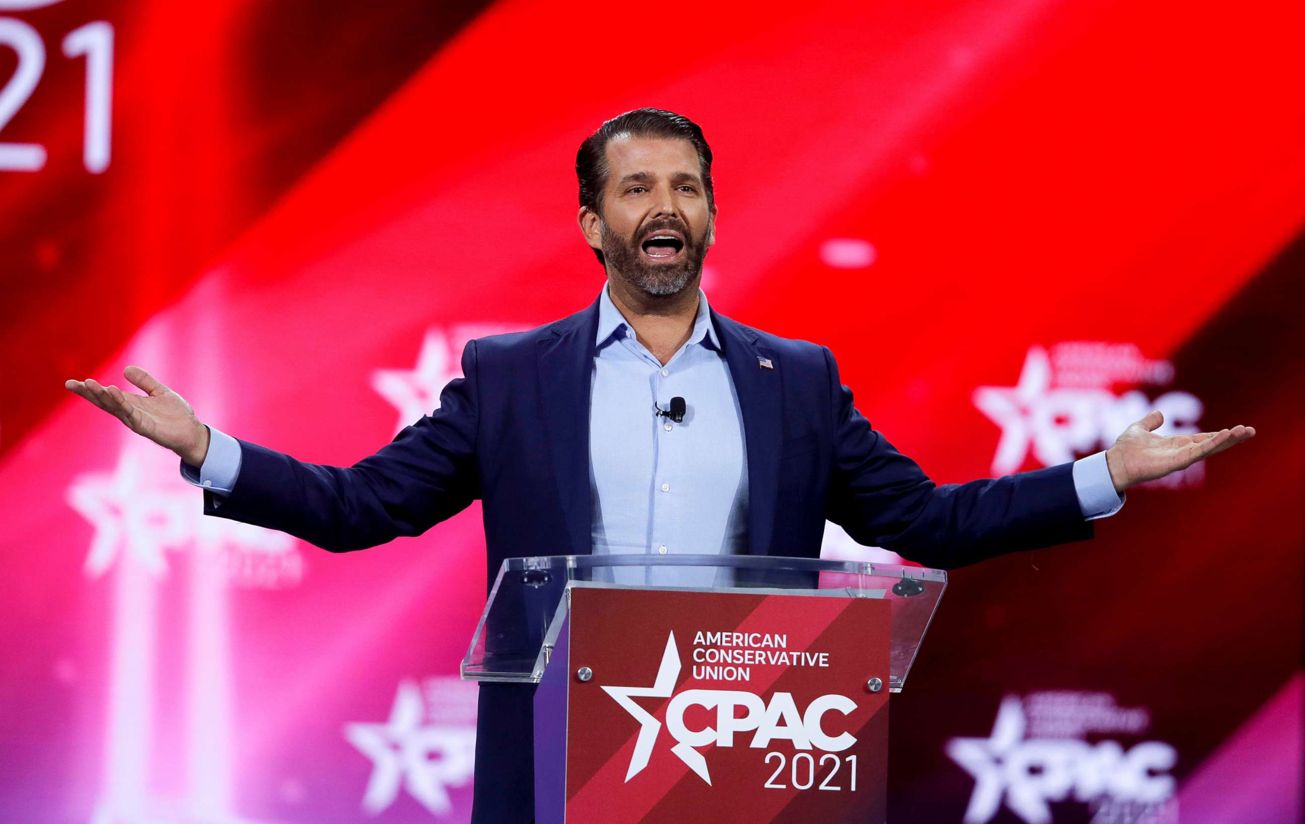 PHOTO: Donald Trump Jr. speaks at the Conservative Political Action Conference (CPAC) in Orlando, Fla., Feb. 26, 2021. 