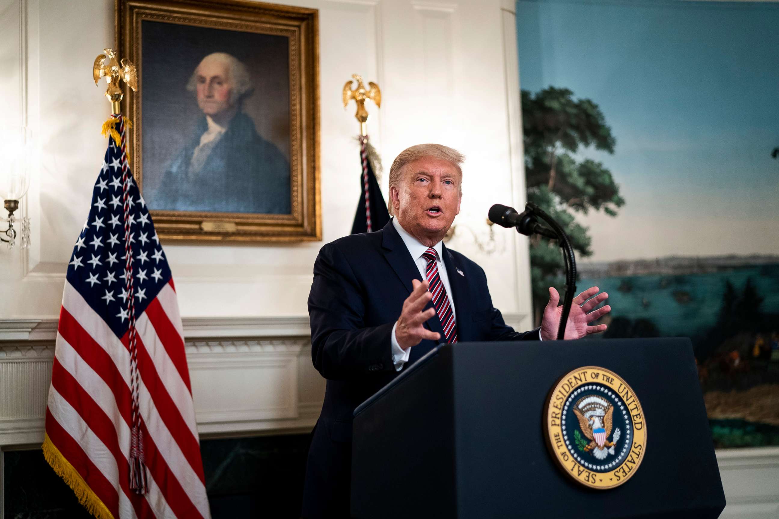 PHOTO: President Donald Trump announces his list of potential Supreme Court nominees in the Diplomatic Reception Room of the White House on Sept. 9, 2020, in Washington.