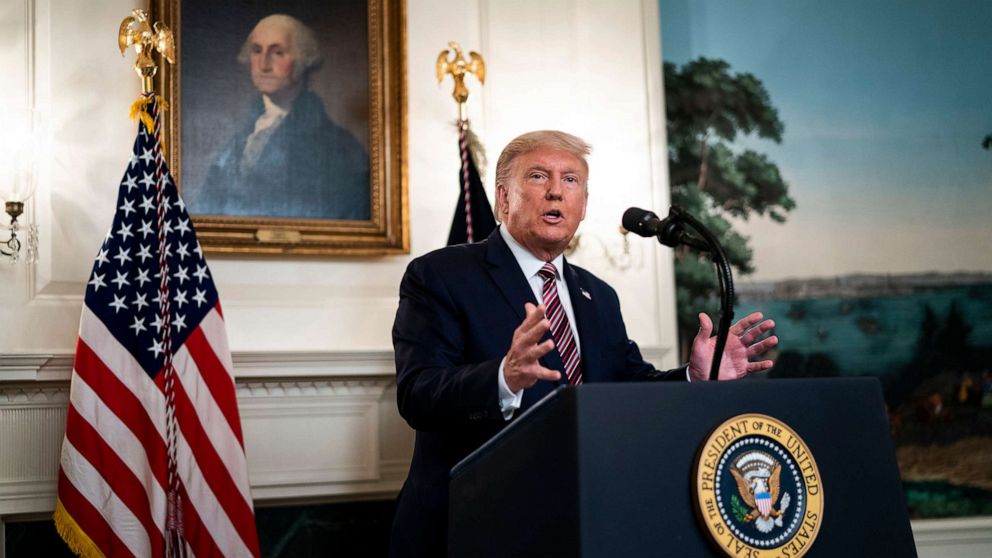 PHOTO: President Donald Trump announces his list of potential Supreme Court nominees in the Diplomatic Reception Room of the White House on Sept. 9, 2020, in Washington.