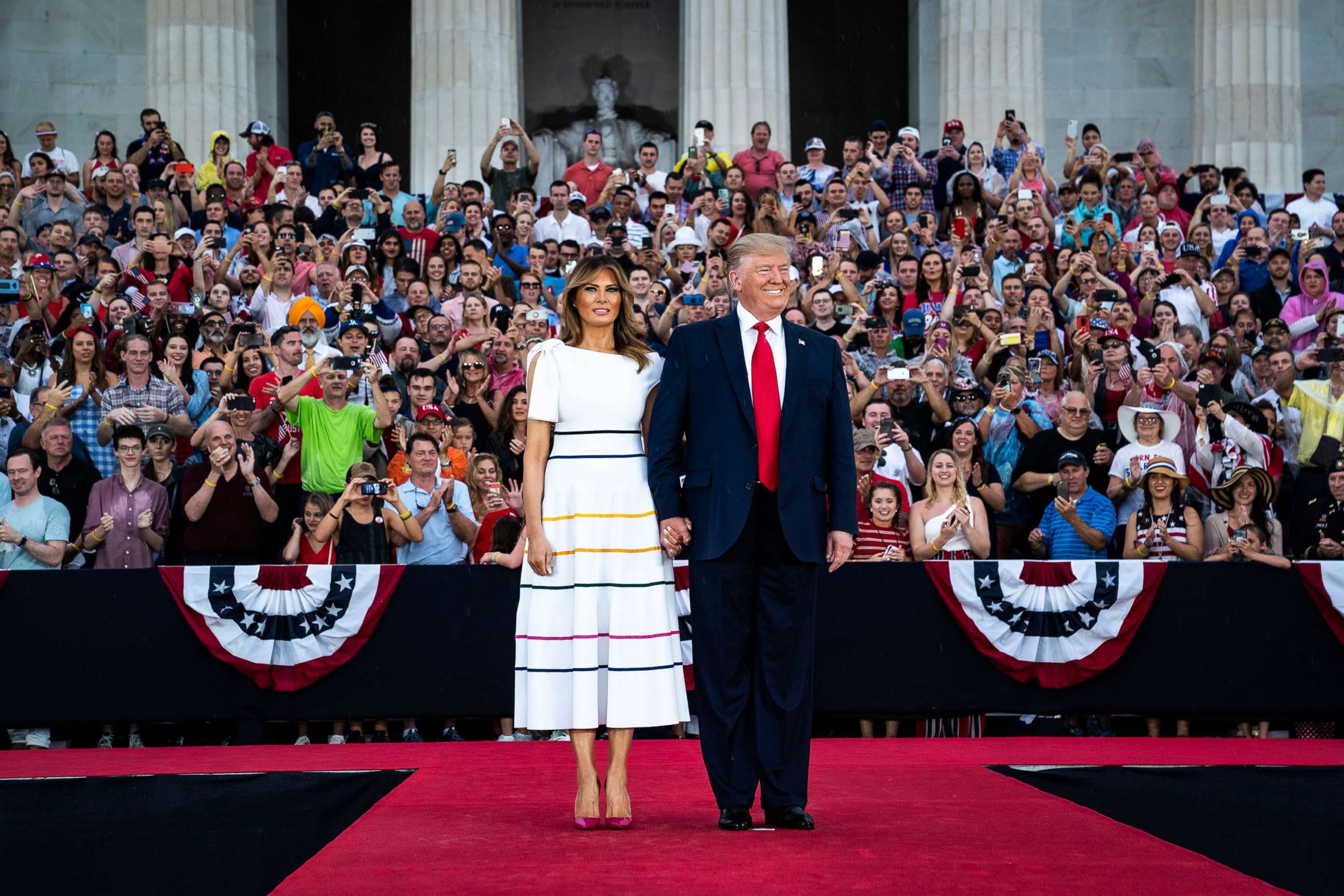 PHOTO: In this July 4, 2019, file photo, President Donald Trump and First Lady Melania Trump are shown at the Independence Day Fourth of July Celebration 'Salute to America' event in Washington, DC.