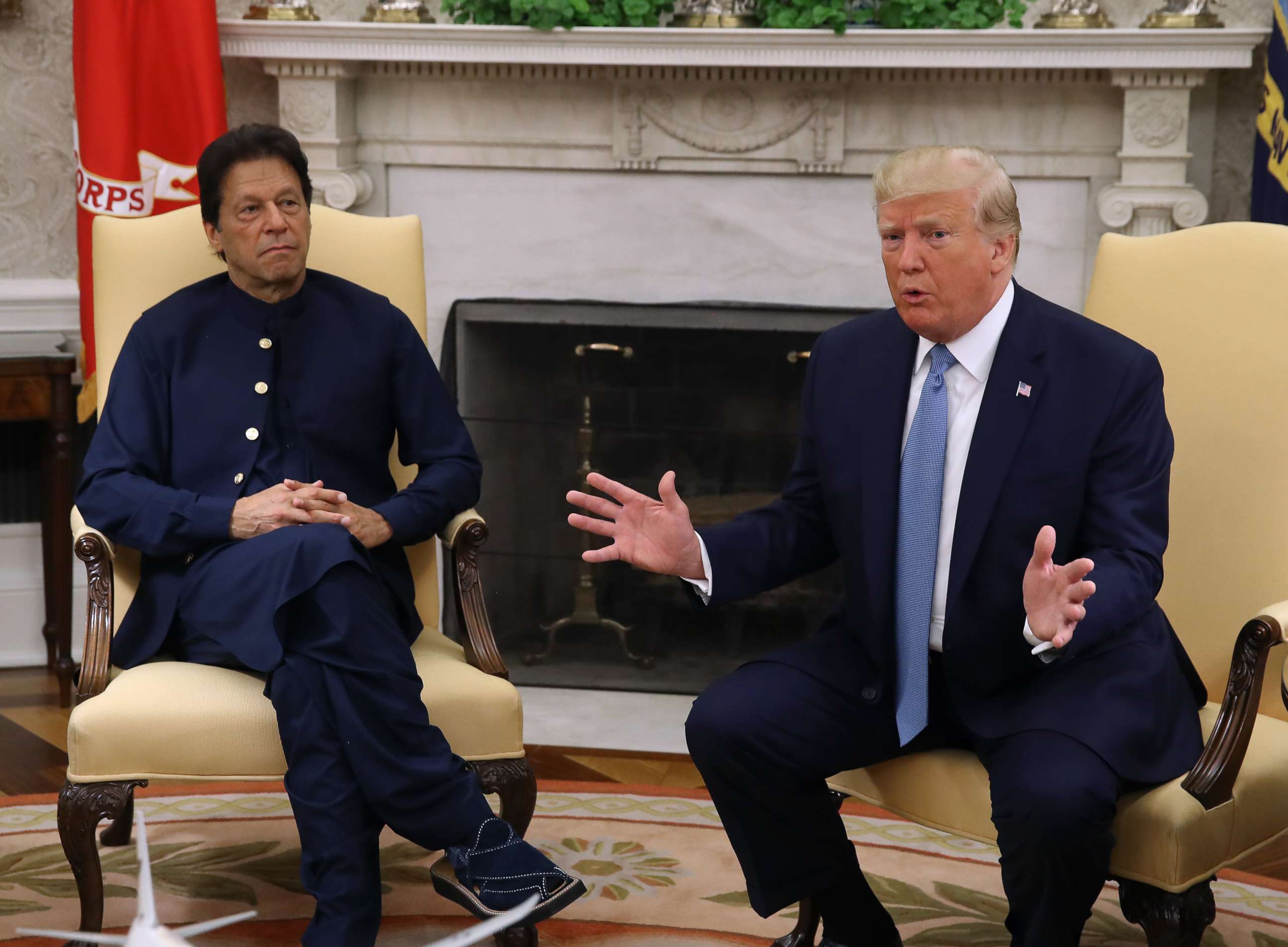 PHOTO: U.S. President Donald Trump meets with Prime Minister of the Islamic Republic of Pakistan, Imran Khan in the Oval Office at the White House on July 22, 2019 in Washington.