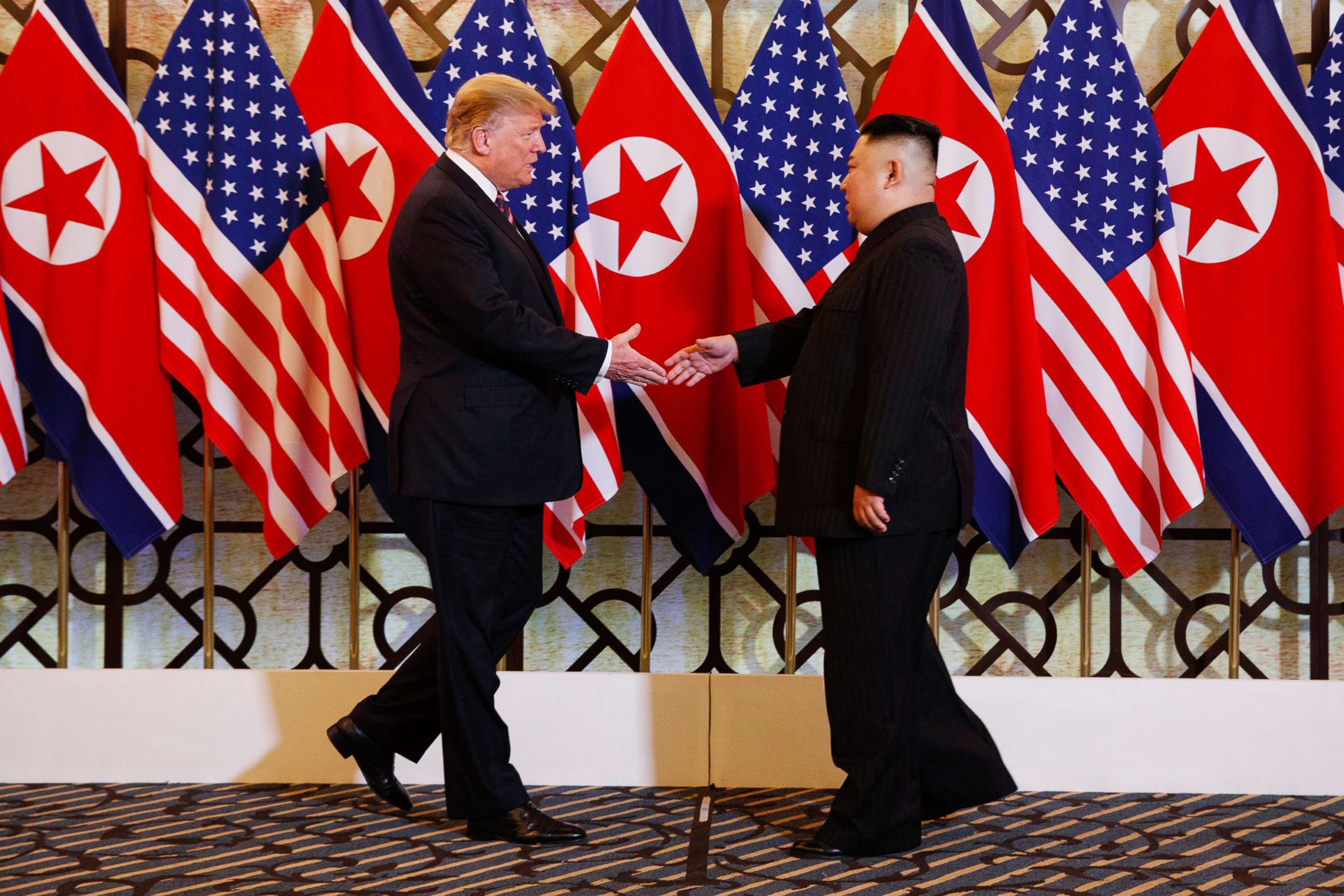 PHOTO: President Donald Trump meets North Korean leader Kim Jong Un, Feb. 27, 2019, in Hanoi.