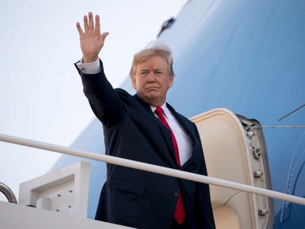 PHOTO: President Donald Trump waves as he boards Air Force One at Andrews Air Force Base, Md., Nov. 3, 2017, to travel to Hawaii, the first stop on a five country trip through Asia.