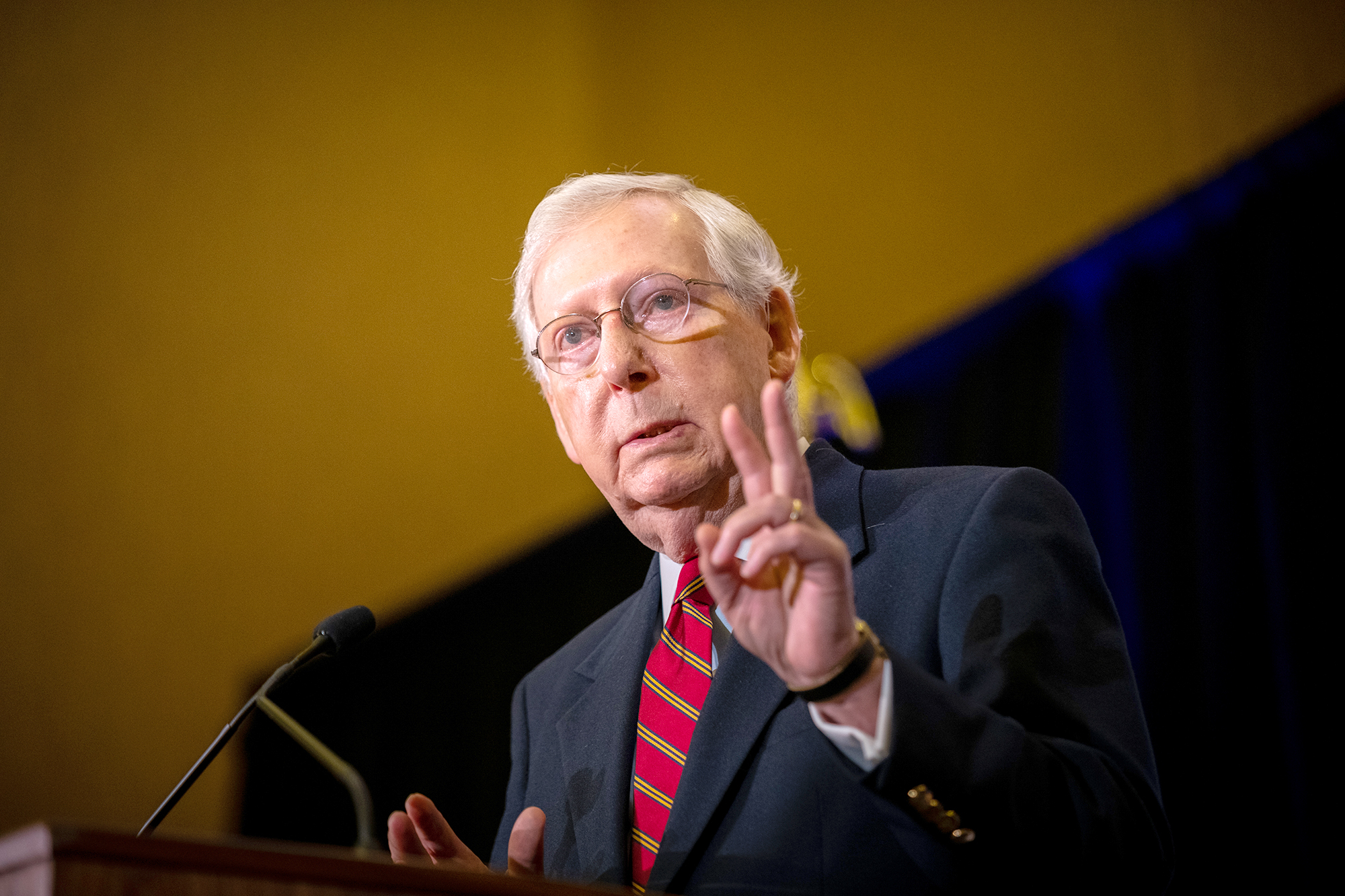 PHOTO: Senate Majority Leader Mitch McConnell gives election remarks at the Omni Louisville Hotel on November 4, 2020 in Louisville, Ky. , Nov. 4, 2020.