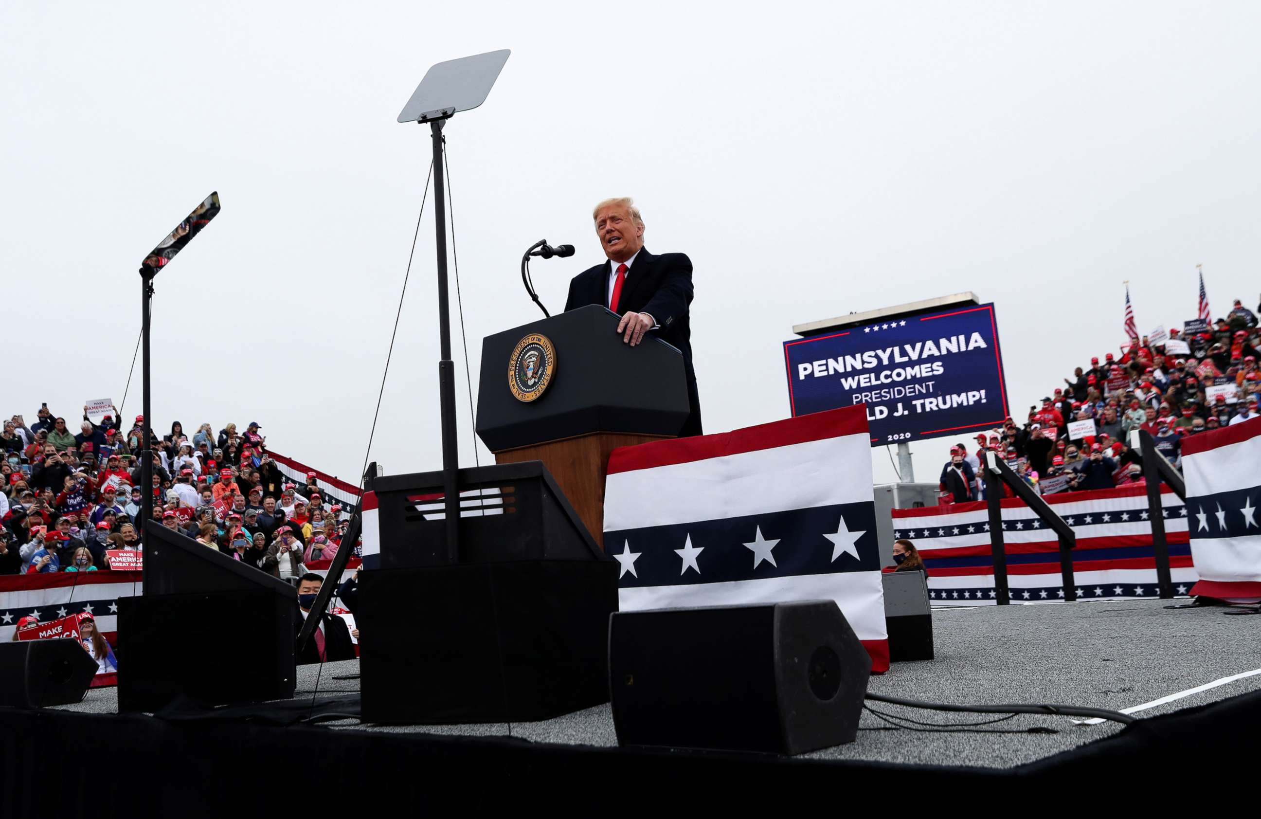 PHOTO: President Donald Trump holds a campaign event in Lititz, Pennsylvania, Oct. 26, 2020.