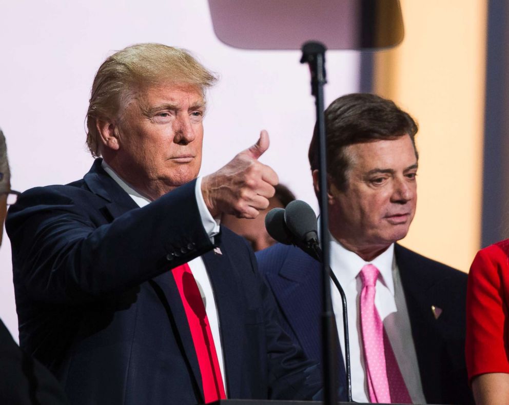 PHOTO: Donald Trump, Campaign Manager Paul Manafort, and his daughter Ivanka Trump do a walk thru at the Republican Convention, July 20, 2016, at the Quicken Loans Arena in Cleveland, Ohio. 