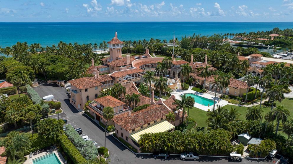 PHOTO: This is an aerial view of former President Donald Trump's Mar-a-Lago club in Palm Beach, Fla., on Aug. 31, 2022.
