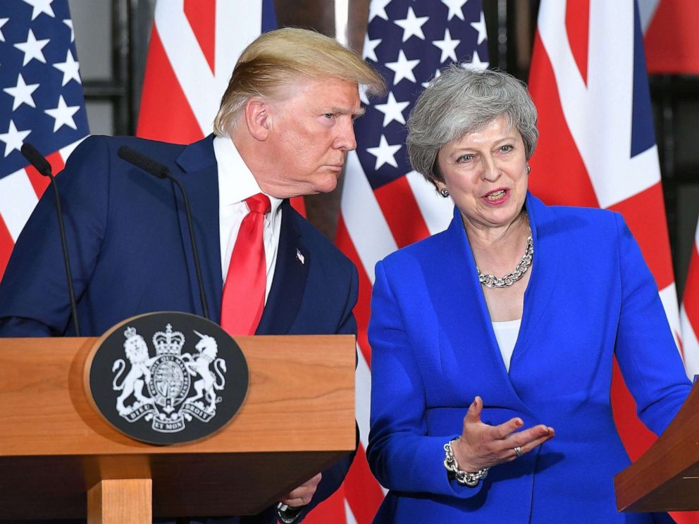PHOTO: President Donald Trump and Britains Prime Minister Theresa May give a joint press conference at the Foreign and Commonwealth office in London, June 4, 2019.