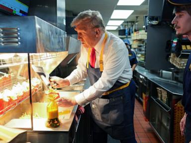 Trump mocks Harris' story from behind the fryer at McDonald's