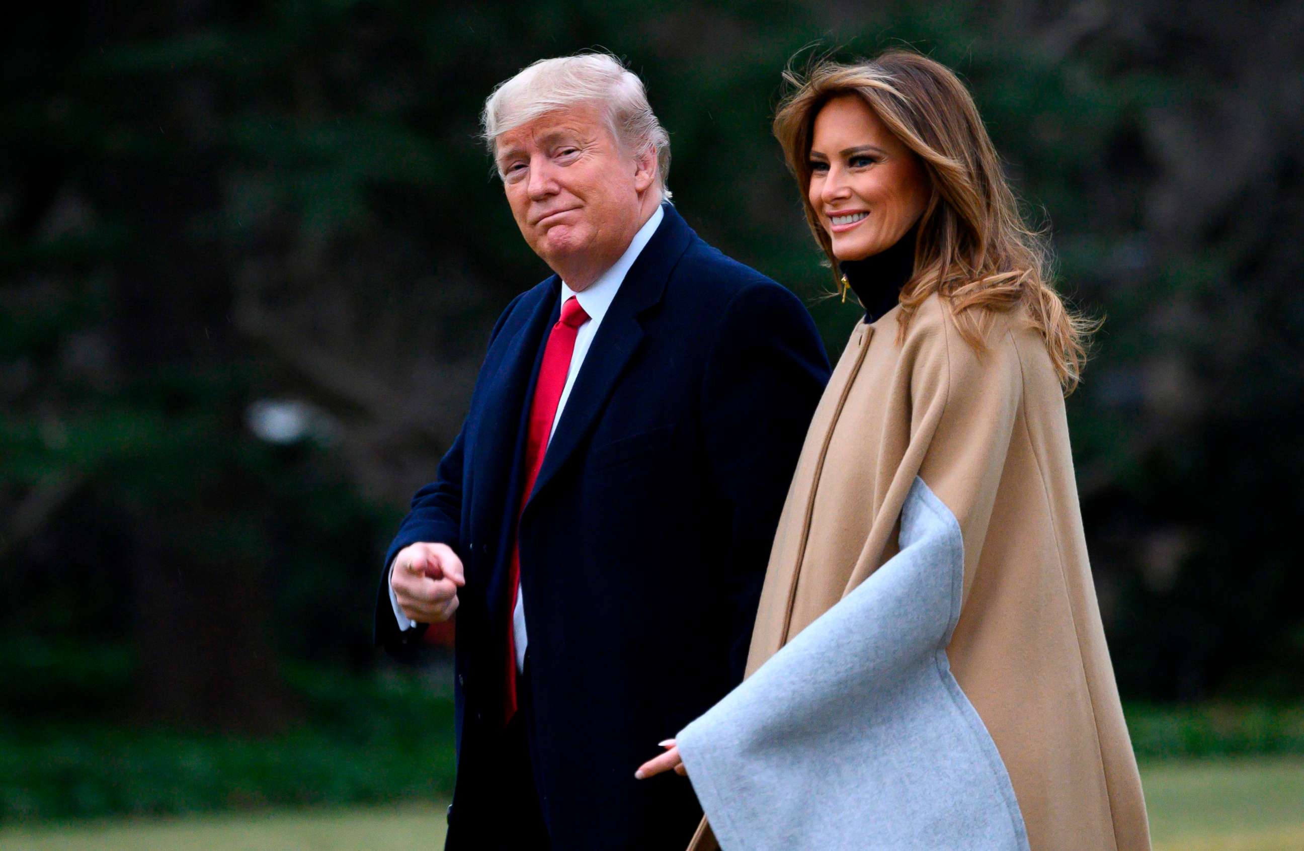 PHOTO: President Donald Trump and first lady Melania Trump walk to Marine One before departing from the South Lawn of the White House on Jan. 31, 2020, in  Washington.