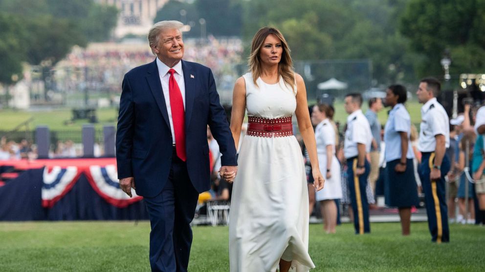 PHOTO: President Donald Trump and first lady Melania Trump host the 2020 "Salute to America" event in honor of Independence Day on the South Lawn of the White House in Washington, D.C., July 4, 2020.