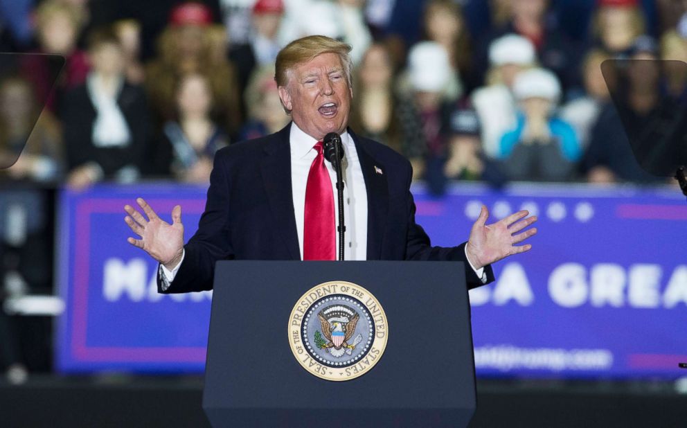 PHOTO: President Donald J. Trump gives a speech at the Total Sports Park in Washington Township, Mich., on April 28, 2018. 