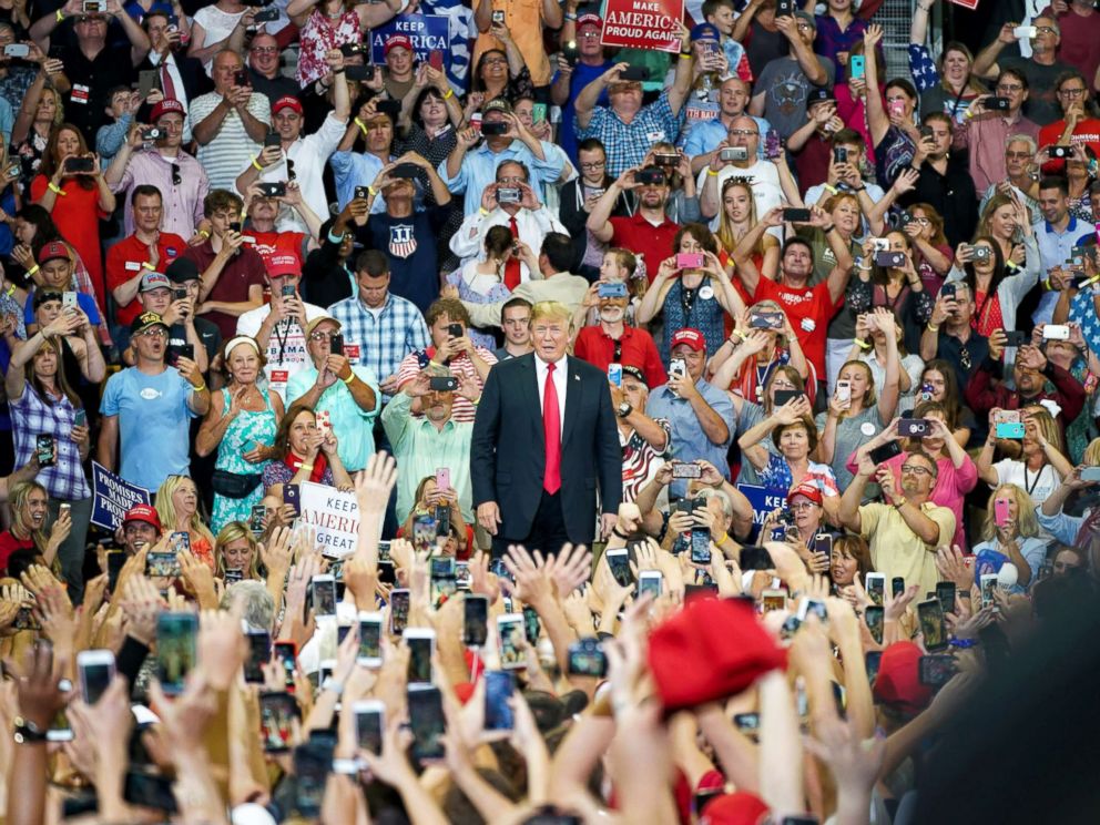 PHOTO: President Donald Trump makes his first visit to Minnesota as president on Wednesday, June 20, 2018, in Duluth, Minn.