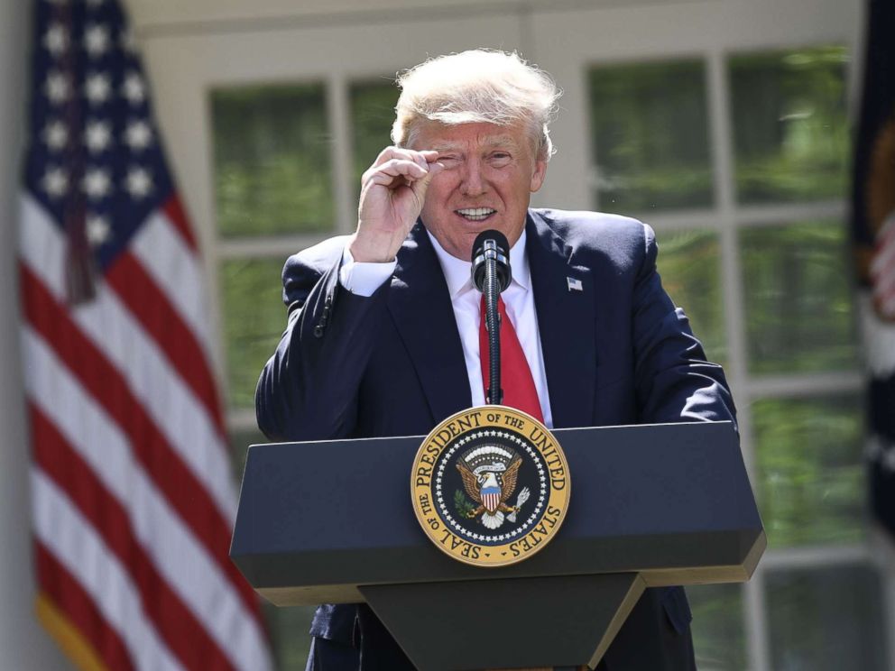 PHOTO:President Donald Trump announces his decision to withdraw the US from the Paris Climate Accords in the Rose Garden of the White House in Washington, DC, on June 1, 2017.